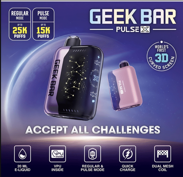 geek bar pulse x 25000-puffs一次性 美國爆款 Geek Bar Pulse X 25000 Puffs 小火箭拋棄式電子煙 雙模式 18ML大容量